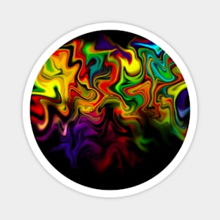 Acid trip, digital fluid pour, abstract dark rainbow Magnet